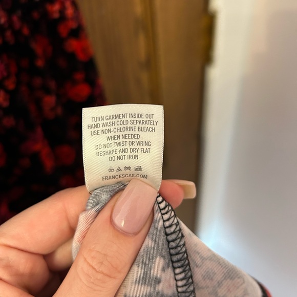 miami Francesca’s Floral Black and Red Velvet Babydoll Dress Small - Picture 9 of 9